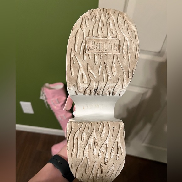 Demonia camel-305 baby pink stretch hologram over the knee boots - Picture 5 of 7